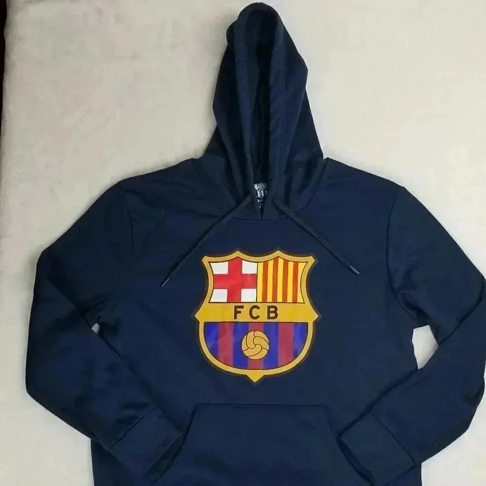 FCBarcelona Men's Navy Large Long Sleeve Hoodie